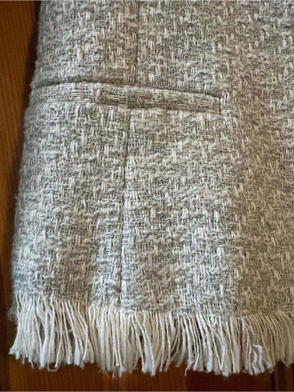 MM Lafleur “The Jie Jacket” Cream Textured Tweed-Like Fringe Trim Jacket - Sz. 2 - Picture 9 of 15